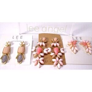 Lee by Lee Angel Women's Pretty in Pink Cabochon Earrings Set 3 NWT 145